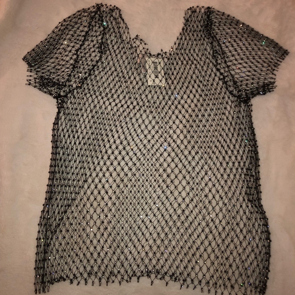 Mesh rhinestone top